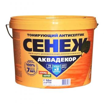 АНТИСЕПТИК ДЛЯ ДРЕВЕСИНЫ АКВАДЕКОР 9 литров, СЕНЕЖ, в ассортименте