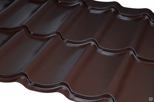 Металлочерепица монтеррей  полиэстер мат Zn 100-140 г/м2,покрытие 25-30 мк (0,45 мм) за м2