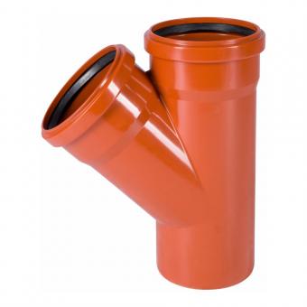 Тройник 45 канализационный ПВХ 110 рыжий